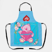 TABLIER MEILLEURE MOM JAMAIS ROSE BÉBÉ BLEU TEDDDY OURS FL (Recto)