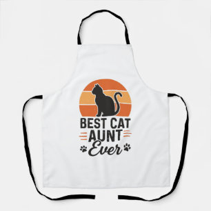Tablier Meilleure Tante de Chat Vintage Sunset T-Shirt Des