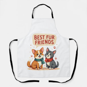 Tablier Meilleurs amis en pelage Vintage Chat et Chien de