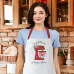 Tablier Mélange de gâteau floral de Noël Rouge mignon<br><div class="desc">Un mignon mélangeur de gâteau rouge avec des fleurs et un coeur décore cet espace cuisine de boulangerie. Personnalisez-le avec votre nom ou le nom d'un ami. Fait un cadeau de Noël fabuleux. Conçu pour vous par Blackberry Boulevard.</div>