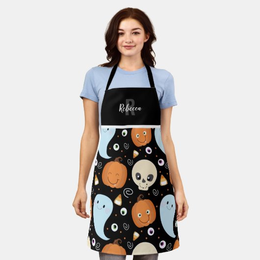 Tablier Mélange Halloween Répéter le Motif Monogramme (Porté)