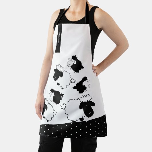 Tablier Mélange mouton sur noir et blanc (Insitu)