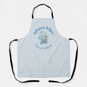 Tablier Mélangeur Fleur Bleue Petite Boulangerie Logo Marq