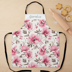 Tablier Mémé personnalisée fleurs roses
