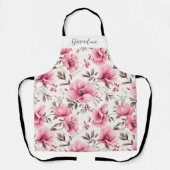 Tablier Mémé personnalisée fleurs roses (Recto)