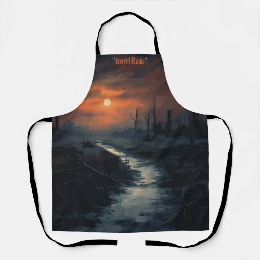 Tablier Menace Lune : La Forêt Noire Hantée à Dusk (Recto)