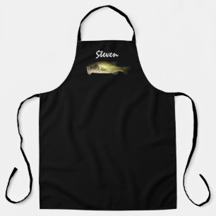 Tablier Mens Bass Poisson Noir Vert personnalisé Barbecue
