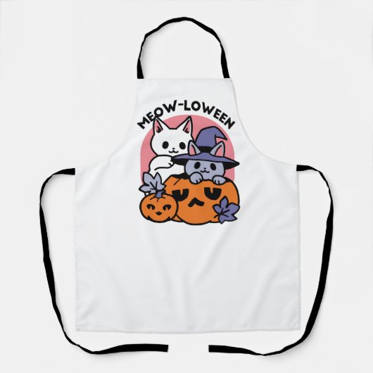 Tablier Meow-Loween - Cute Halloween Conception Chat (Recto)