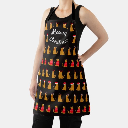 Tablier MeowChristmas Funny Festive Ginger Motif de chat (Insitu)