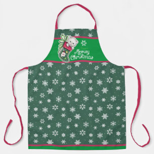 Tablier Meowy Christmas Apron Rouge et Vert