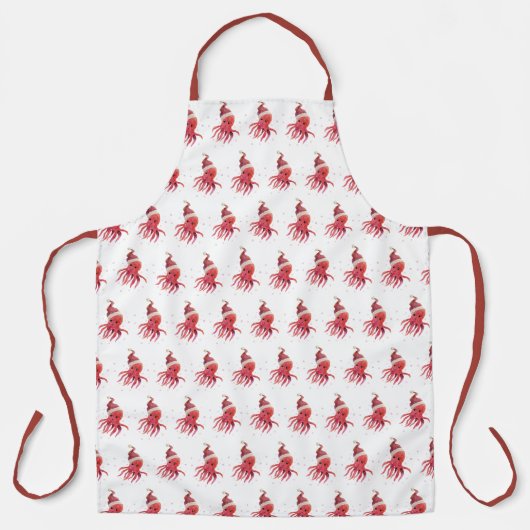 Tablier Mer octopique mignonne et salutations Santa Hat (Recto)