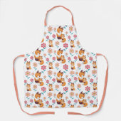 Tablier Mère renard mignonne avec bébé et fleurs motif (Recto)