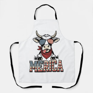 Tablier Merica Graphique de gravure vintage vache patrioti