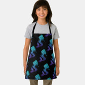 Tablier Mermaid aqua bleu ombre motif noir (Insitu)