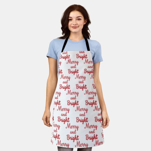 Tablier merry and bright christmas pattern apron (Porté)
