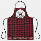 Tablier Merry Bright Christmas Deer Antlers Buffalo Check (Recto)