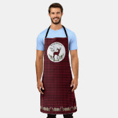 Tablier Merry Bright Christmas Deer Antlers Buffalo Check (Porté)