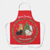 Tablier Merry Christmas Cat Family Apron (Recto)