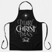 Tablier Merry CHRISTmas Christian Chalk Calligraphie Noir (Recto)