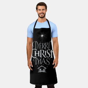 Tablier Merry CHRISTmas Christian Chalk Calligraphie Noir