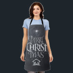 Tablier Merry CHRISTmas Christian Chalkboard Calligraphie<br><div class="desc">Il est temps de cuisiner et de cuire - et d'ajouter un peu de plaisir en même temps. Nous disons "Joyeux Noël" tout le temps, mais souvent oublier l'origine des mots. Cet art présente des lettrages originaux à la main qui, dans son design unique, raconte l'histoire de Noël, simplement et...</div>