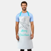 Tablier Merry Christmas Pastel Turquoise Blue Starfish Cut (Porté)