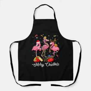 Tablier Merry Christmas Three Flamingo With Santa Hat