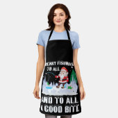 Tablier Merry Fishmas Funny Pêcheur de poisson Xmas (Porté)