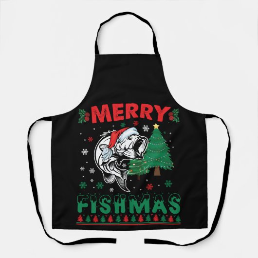 Tablier Merry Fishmas Pêche Papa Pêcheur Pêcheur Noël (Recto)
