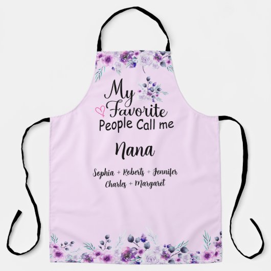 Tablier Mes Gens Préférés M'Appelent Nana | Nom des petits (Recto)
