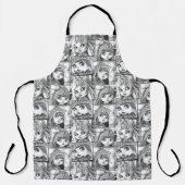 Tablier Mes poupées patchwork noires et blanches préférées (Recto)