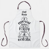 Tablier Messy Kitchen est heureux et extatique Personnalis (Recto)