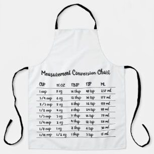Tablier Mesure de conversion de cuisson et de pâtisserie