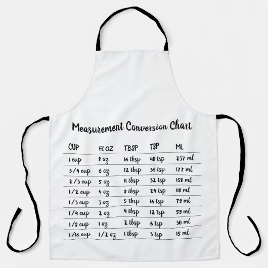 Tablier Mesure de conversion de cuisson et de pâtisserie (Recto)