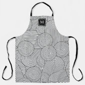 Tablier Mi-siècle moderne noir blanc Monogramme initial (Recto)