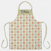 Tablier  Mid-Century Pastel Pink Retro Floral Pattern (Recto)