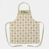 Tablier  Mid-Century Pastel Pink Retro Floral Pattern (Recto)