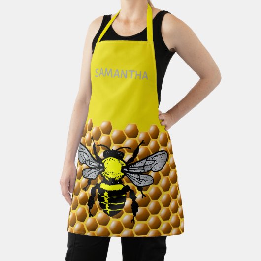 Tablier Miel Bee Hive Motif mignon Insecte Nom de l'abbé (Insitu)