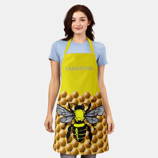 Tablier Miel Bee Hive Motif mignon Insecte Nom de l'abbé (Porté)