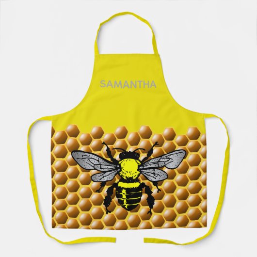 Tablier Miel Bee Hive Motif mignon Insecte Nom de l'abbé (Recto)