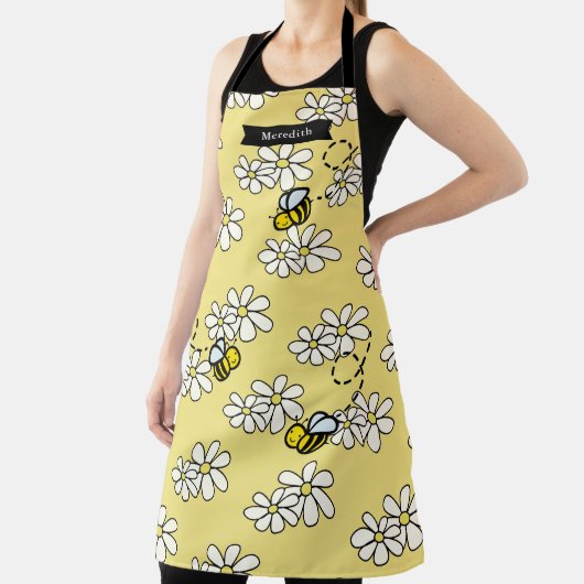 Tablier Miel/Bumble Bee & Daisy Motif Jaune (Insitu)