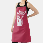 Tablier Mignon Amusant Rouge Et Blanc Coupable Chat Dessin (Insitu)