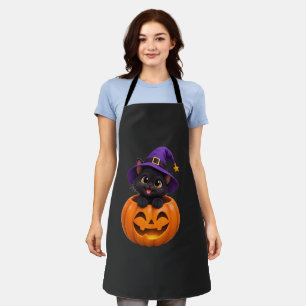 Tablier Mignon autocollant de chat noir Halloween sorcière
