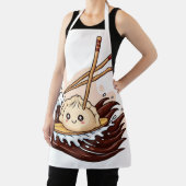 Tablier Mignon Cartoon Dumpling Faisant du Surf sur une Va (Insitu)