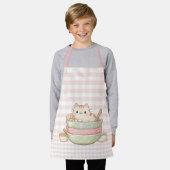 Tablier Mignon Chat Kawaii Chaton Cuisine Pastel Gingham R (Porté)