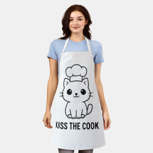 Tablier Mignon Chibi Chat “Embrassez le Cuisinier”