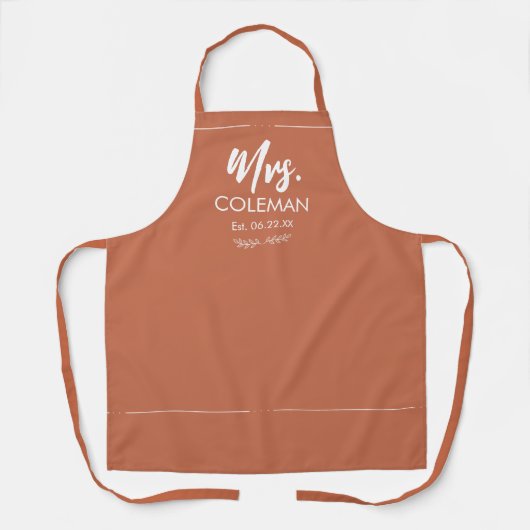 Tablier mignon de Mme tout juste mariée avec date (Recto)