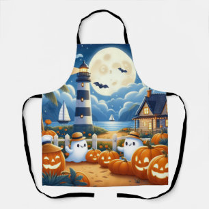 Tablier Mignon, fantômes/citrouilles d'Halloween sur le th