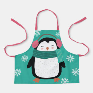 Tablier Mignon Manchot de Dessin Animé Flocons de Neige No