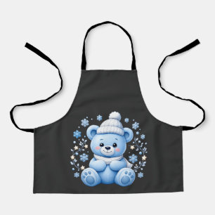 Tablier Mignon ours en peluche bleu d'hiver